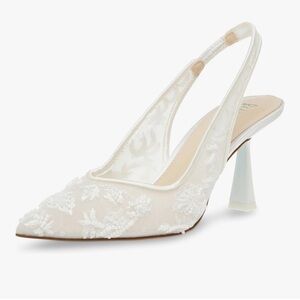 Betsey Johnson White Lace Slingback Heels